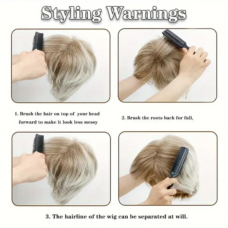 Lady's short gray-white synthetic fiber wig, suitable for daily wear, Cosplay, and as a Mother's Day gift wig accessory - 