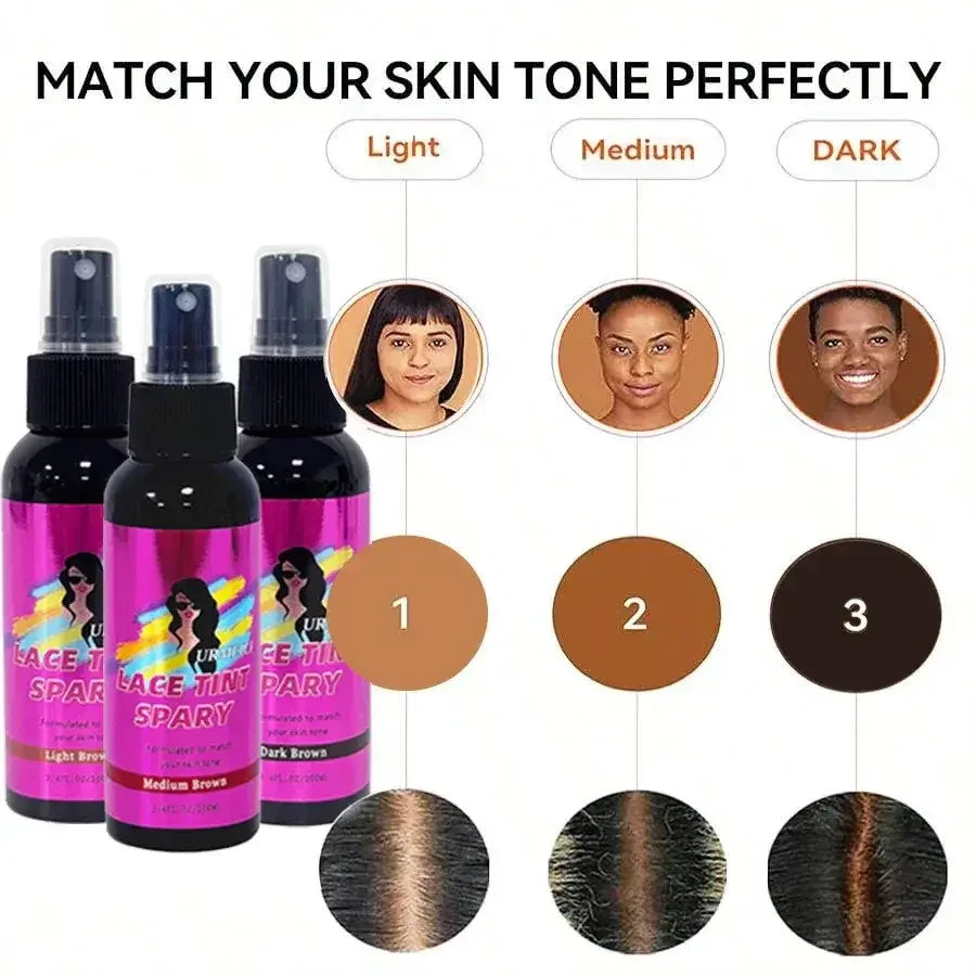 100ML Waterproof Lace Tint Spray Concealer Mousse Melting for Wigs Lace Closure Front Toupees Edge Control Hair Makeup - 