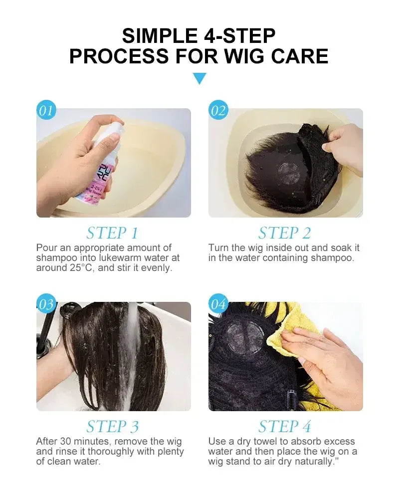 PURC 2-IN-1 Professional Sulfate-Free Wig Shampoo for Synthetic & Human Hair - Moisturizing Cleanser with Long-Lasting Fragrance - 