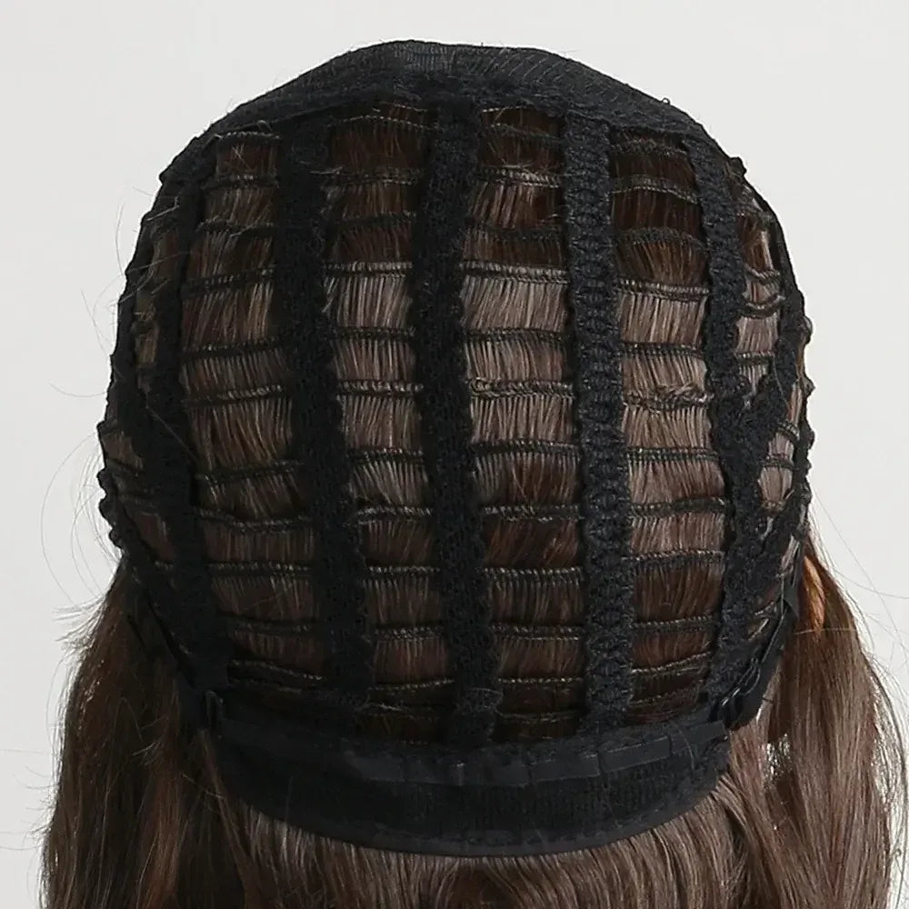 Short Brown Ombre Curly Wig with Bangs - Natural Synthetic Hair for Daily Use - 