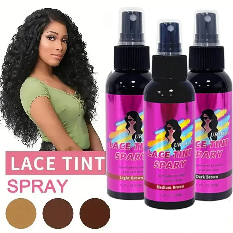 100ML Waterproof Lace Tint Spray Concealer Mousse Melting for Wigs Lace Closure Front Toupees Edge Control Hair Makeup - 