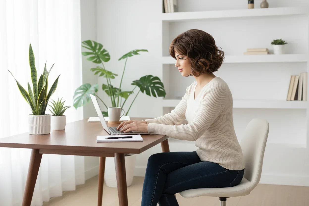 Short Brown Ombre Curly Wig with Bangs - Natural Synthetic Hair for Daily Use - 