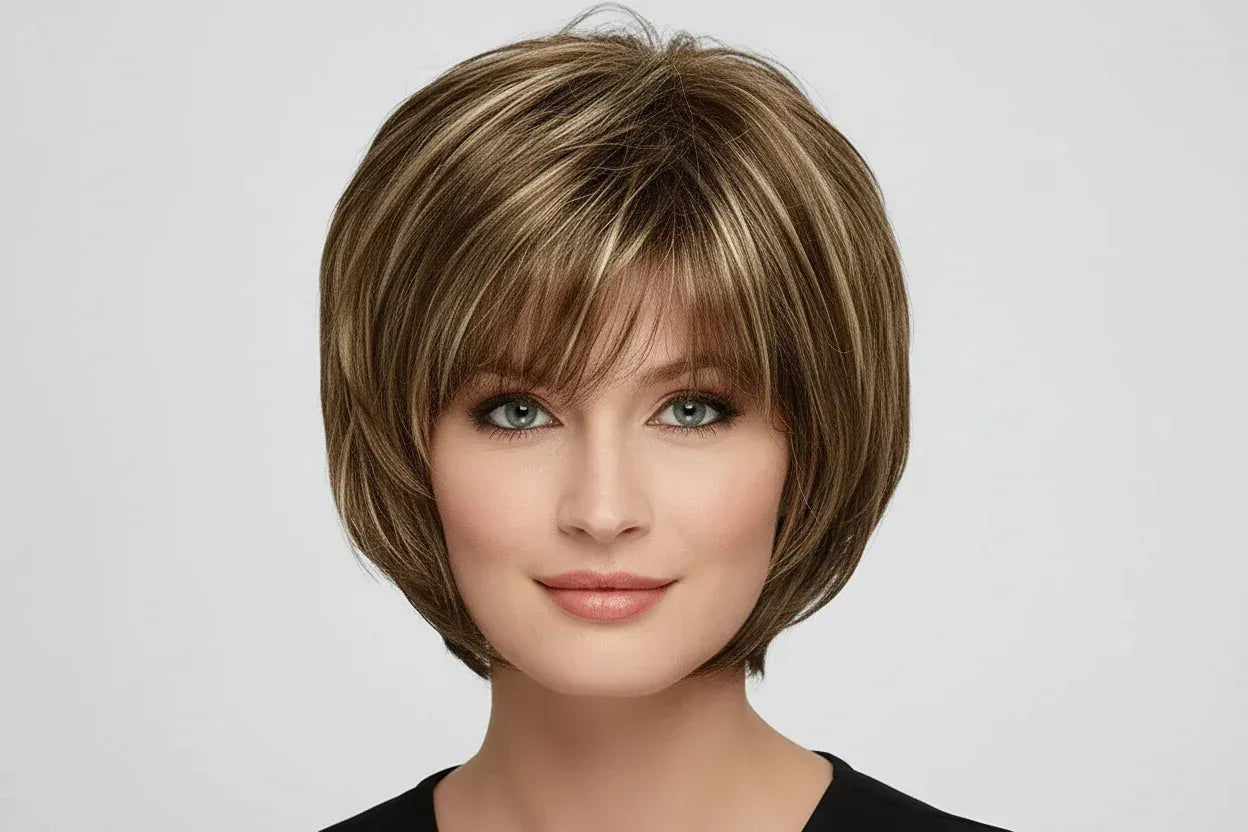 Brown Wig with Bangs Portrait