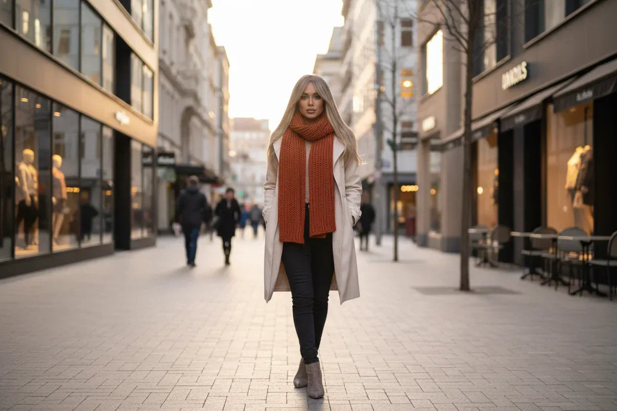 Platinum Highlight Synthetic Wig for Women - Long Straight Layered Heat Resistant Wig with Bangs for Daily Use - 