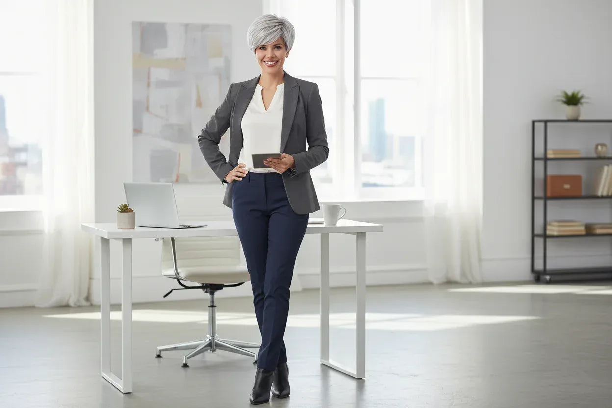 Gray Short Wig Office