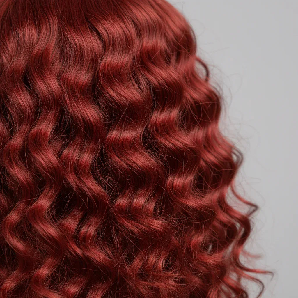 Red Curly Wig - Curl Texture Detail