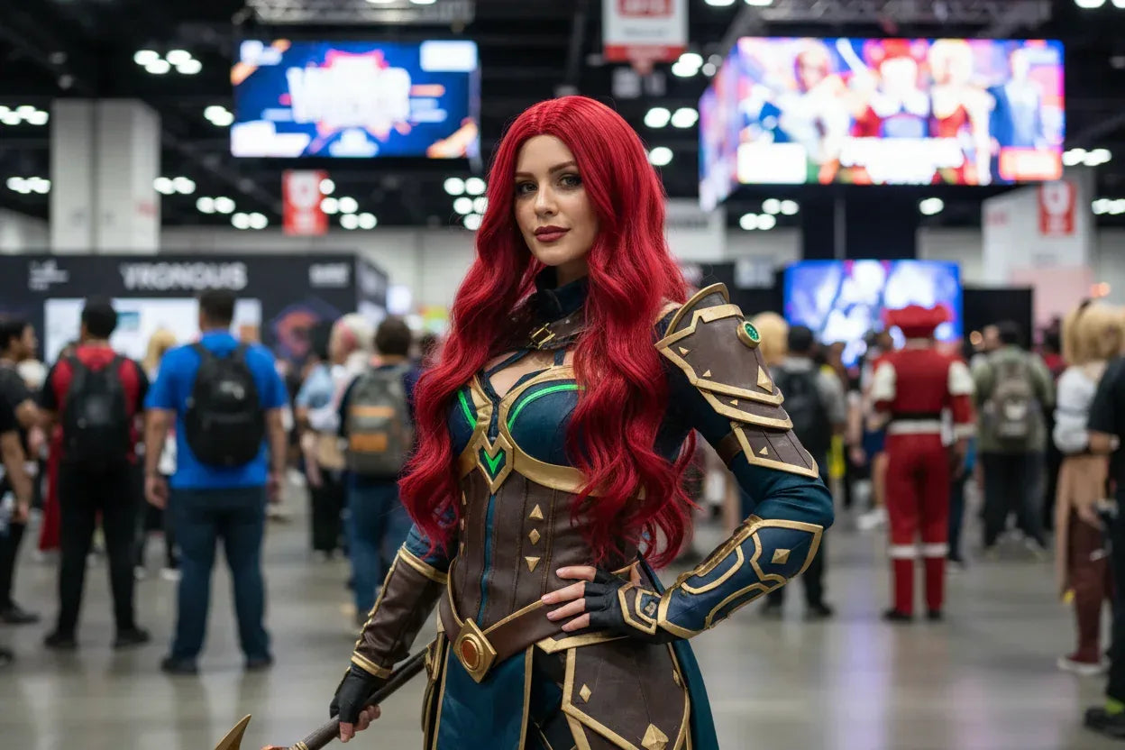 Red Synthetic Wig, Naturally Wavy, Long Curly Hair, Women's Daily Party Cosplay, Heat-Resistant Full Head Cover - 